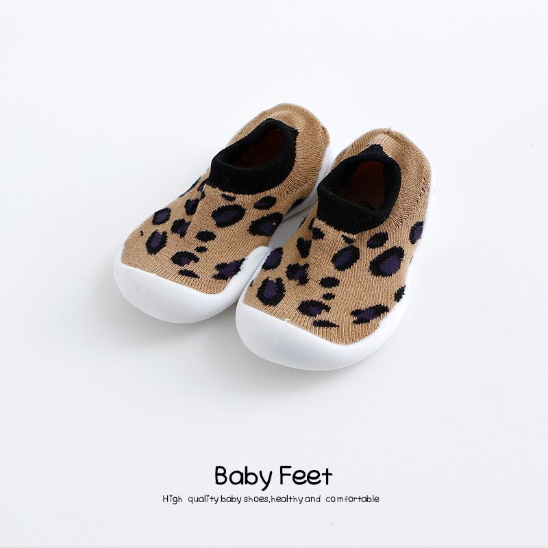 Baby Cartoon Anti-skid Floor Socks Spring and Autumn Leopard Print Children's Rubber Sole Shoes Baby Toddler Fashion Sock Shoes